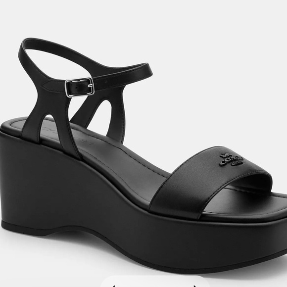 Coach Shoes - Coach Black Gale Wedge Sandals
